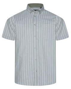 KAM Short Sleeve Casual Stripe Shirt Sage